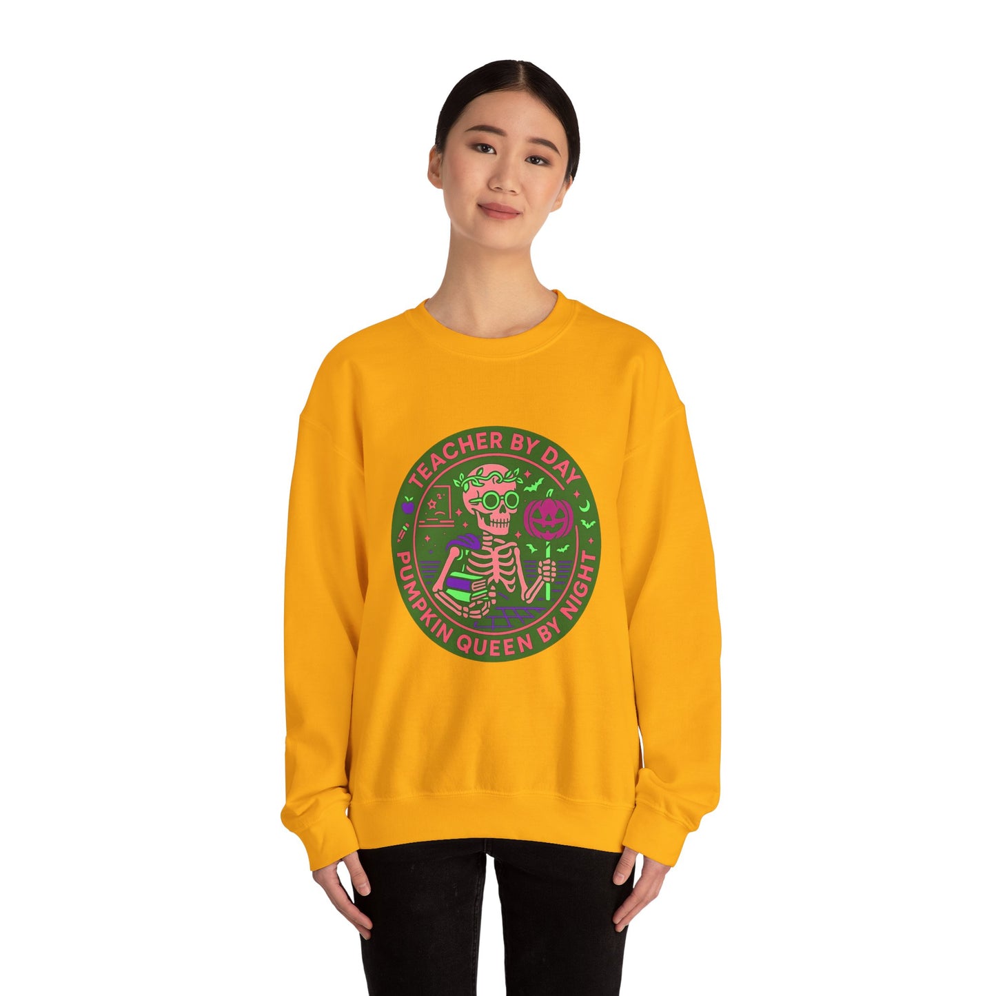 Teacher by Day, Pumpkin Queen by Night Crewneck Sweatshirt