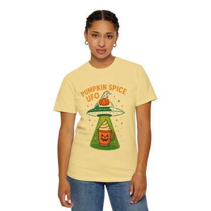 Pumpkin Spice UFO Funny Alien Abduction Coffee T-Shirt