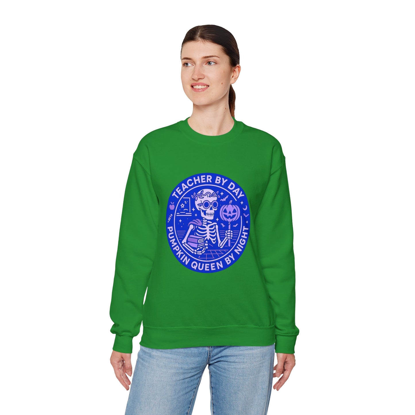 Teacher by Day, Pumpkin Queen by Night Crewneck Sweatshirt