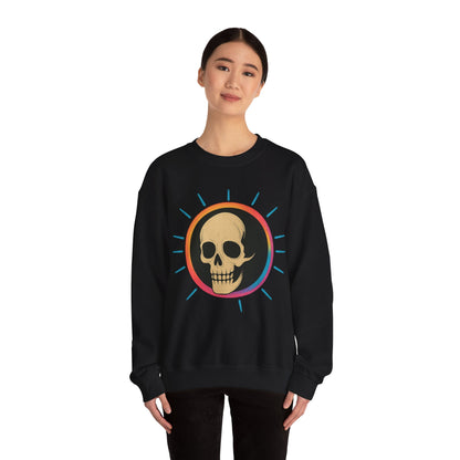 Retro Spook Neon Skull Graphic Crewneck Sweatshirt
