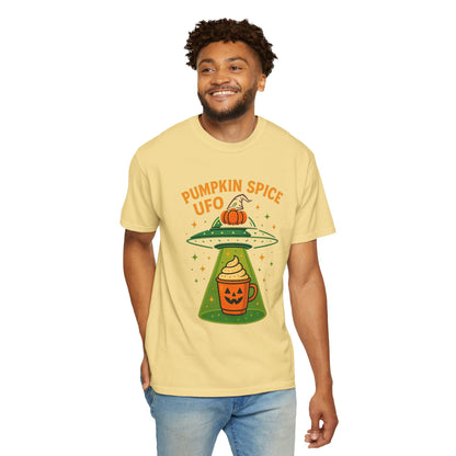 Pumpkin Spice UFO Funny Alien Abduction Coffee T-Shirt