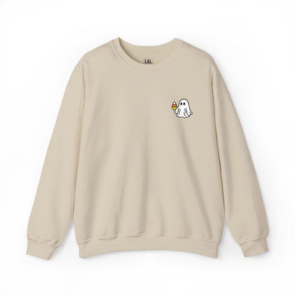 Retro Candy Corn Ghost Embroidered Sweatshirt