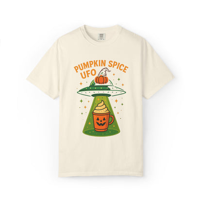Pumpkin Spice UFO Funny Alien Abduction Coffee T-Shirt