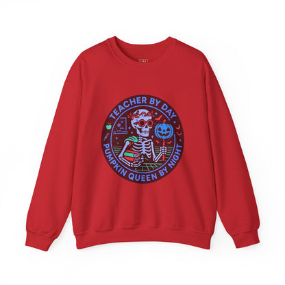 Teacher by Day, Pumpkin Queen by Night Crewneck Sweatshirt