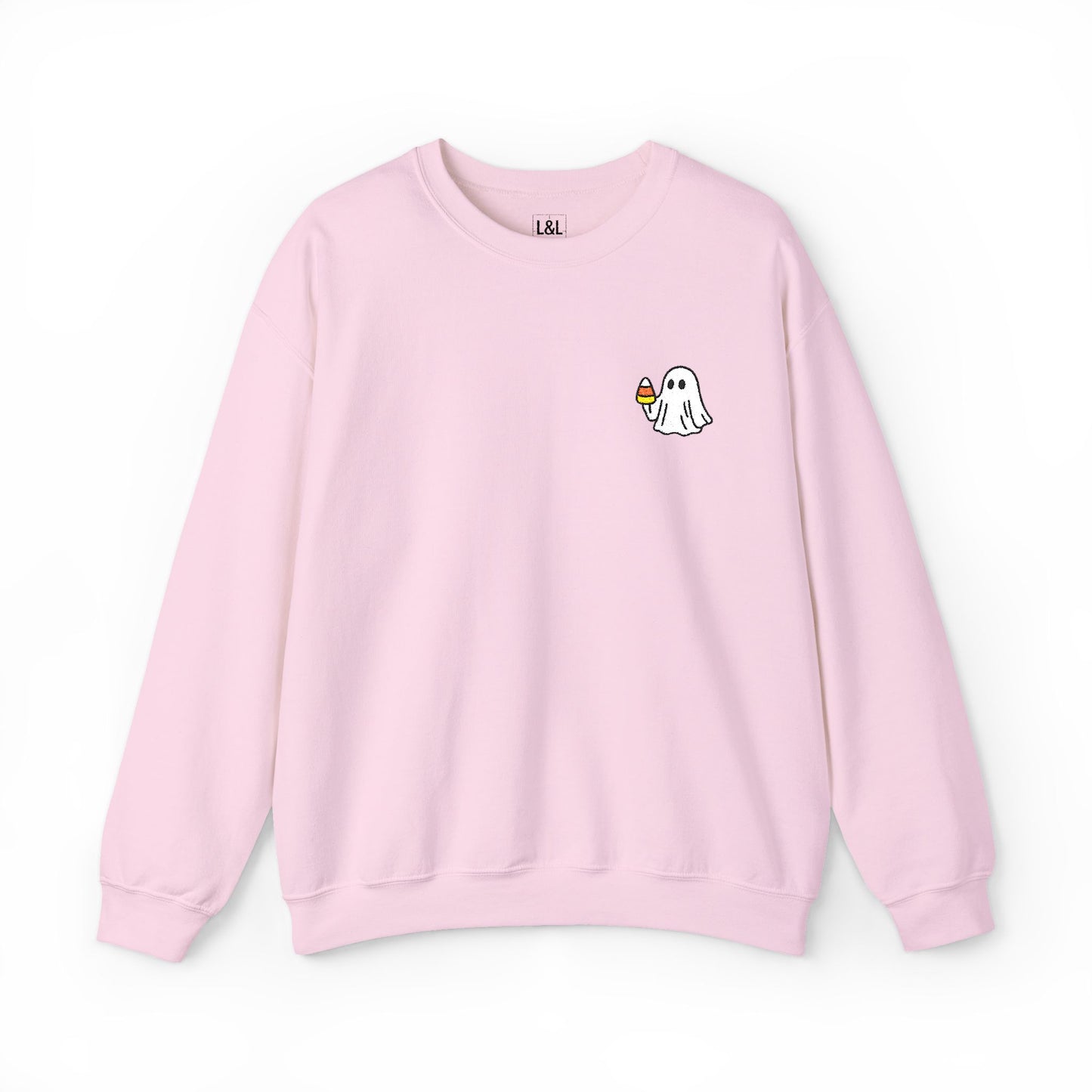 Retro Candy Corn Ghost Embroidered Sweatshirt
