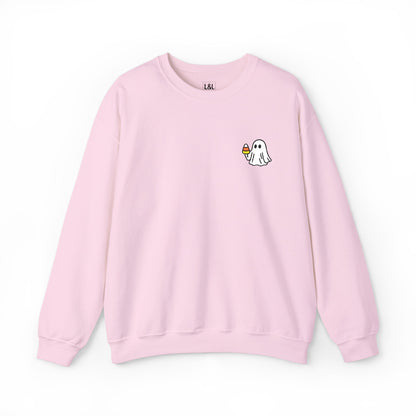 Retro Candy Corn Ghost Embroidered Sweatshirt