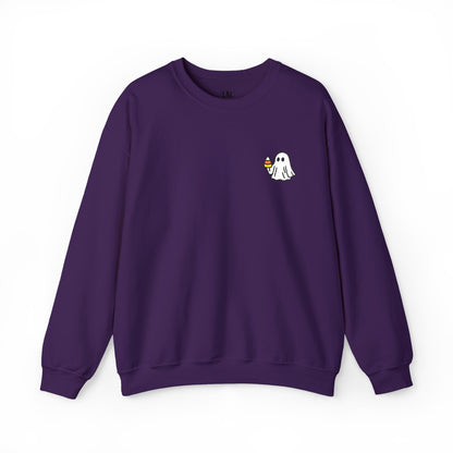 Retro Candy Corn Ghost Embroidered Sweatshirt
