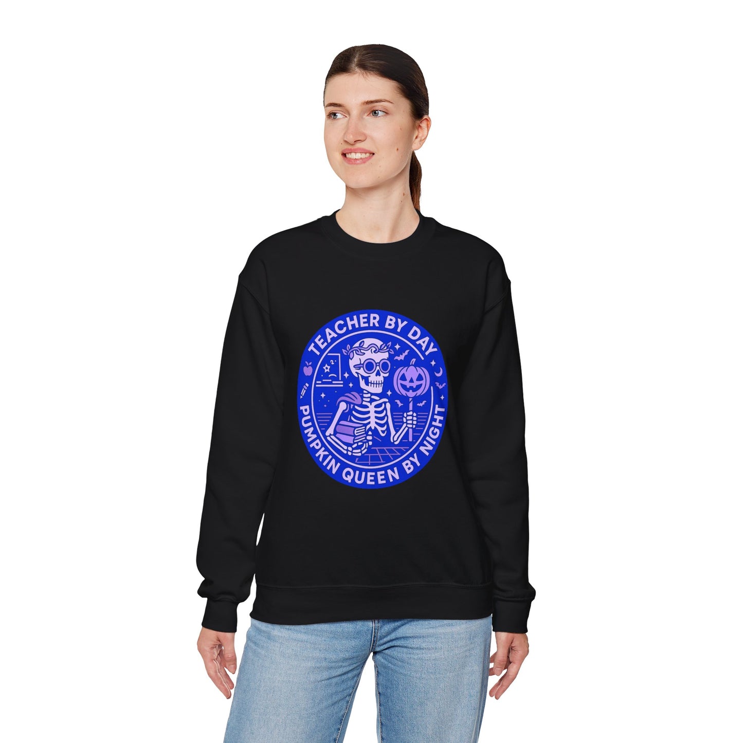 Teacher by Day, Pumpkin Queen by Night Crewneck Sweatshirt