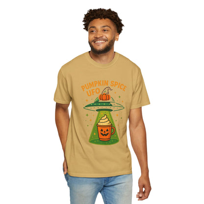 Pumpkin Spice UFO Funny Alien Abduction Coffee T-Shirt