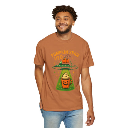 Pumpkin Spice UFO Funny Alien Abduction Coffee T-Shirt
