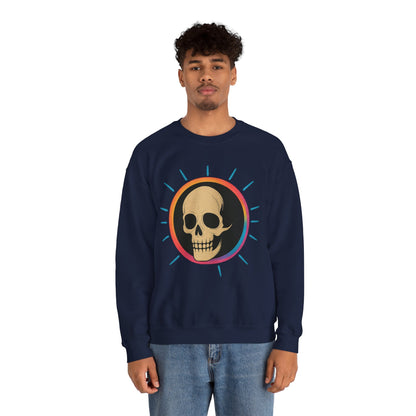 Retro Spook Neon Skull Graphic Crewneck Sweatshirt