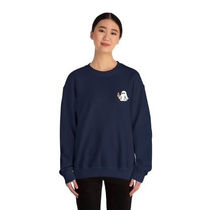 Retro Candy Corn Ghost Embroidered Sweatshirt