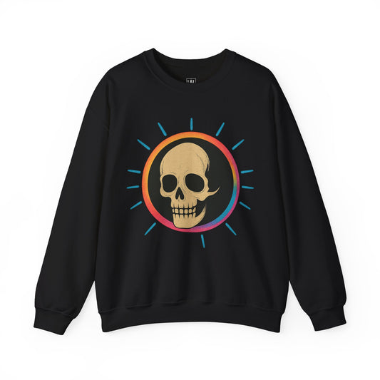 Retro Spook Neon Skull Graphic Crewneck Sweatshirt