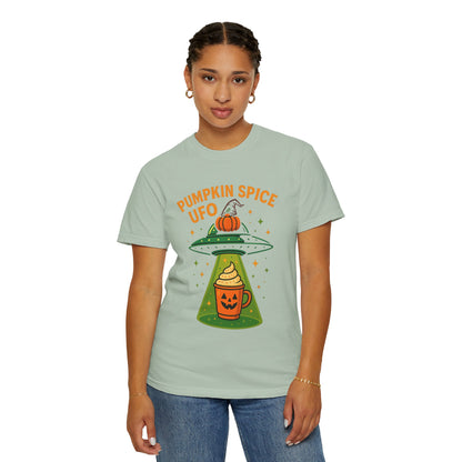 Pumpkin Spice UFO Funny Alien Abduction Coffee T-Shirt