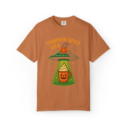 Pumpkin Spice UFO Funny Alien Abduction Coffee T-Shirt
