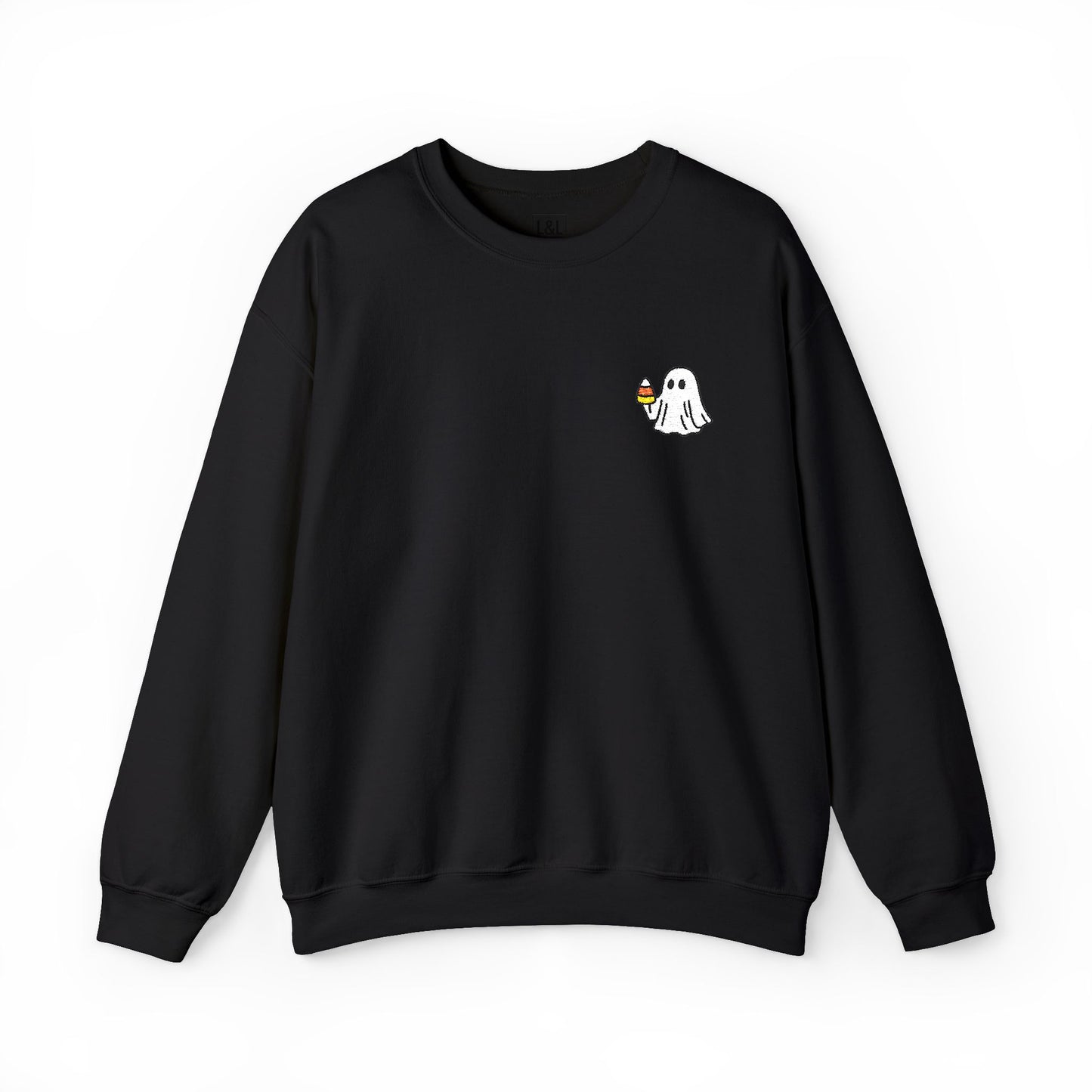 Retro Candy Corn Ghost Embroidered Sweatshirt