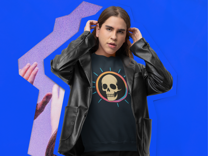 Retro Spook Neon Skull Graphic Crewneck Sweatshirt