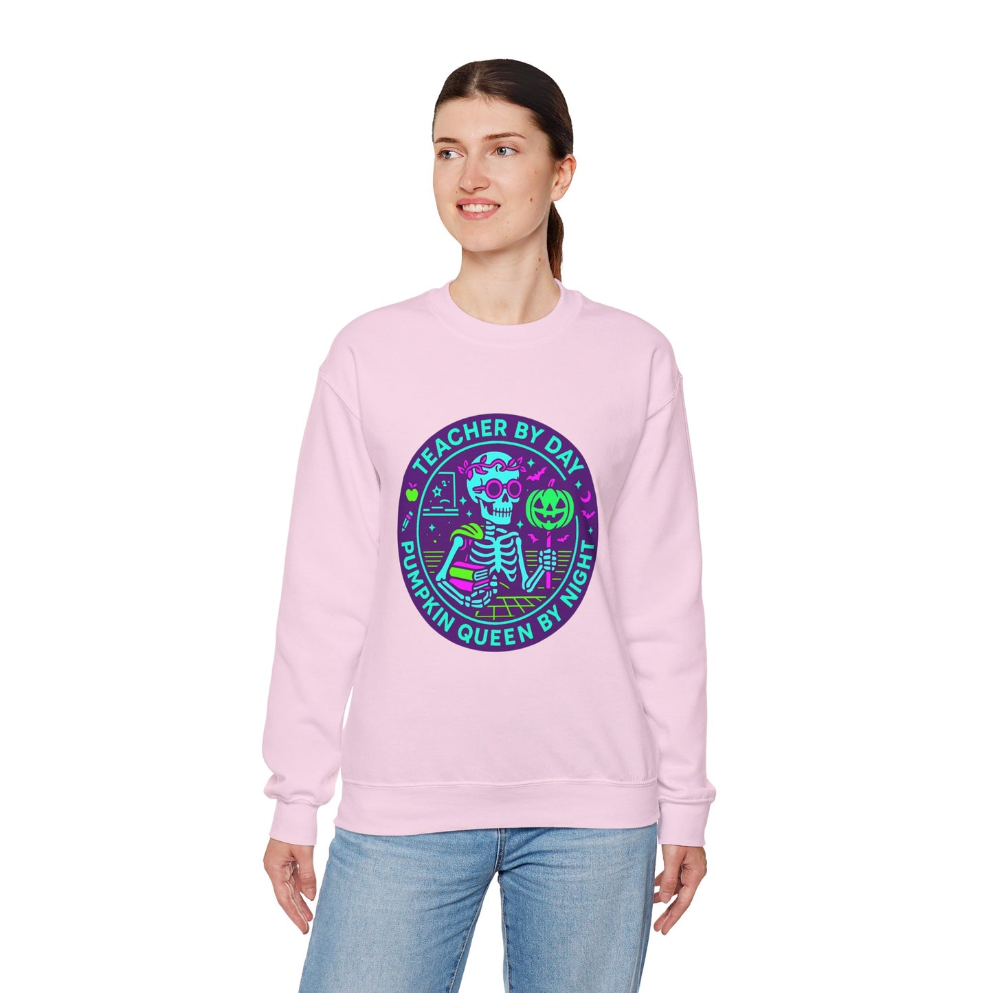 Teacher by Day, Pumpkin Queen by Night Crewneck Sweatshirt