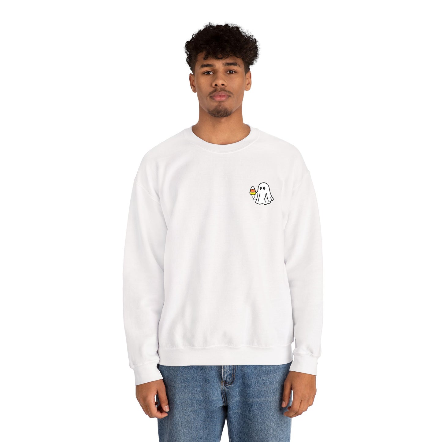 Retro Candy Corn Ghost Embroidered Sweatshirt