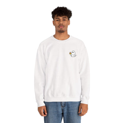 Retro Candy Corn Ghost Embroidered Sweatshirt