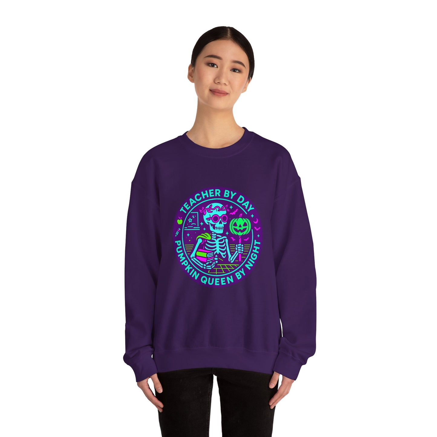 Teacher by Day, Pumpkin Queen by Night Crewneck Sweatshirt