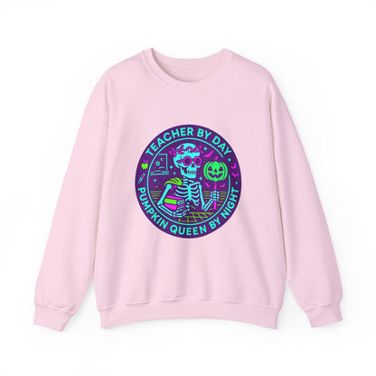 Teacher by Day, Pumpkin Queen by Night Crewneck Sweatshirt