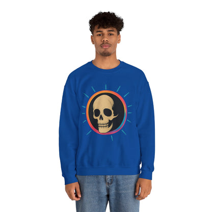 Retro Spook Neon Skull Graphic Crewneck Sweatshirt