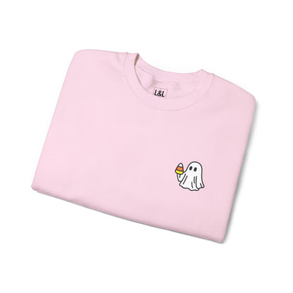 Retro Candy Corn Ghost Embroidered Sweatshirt