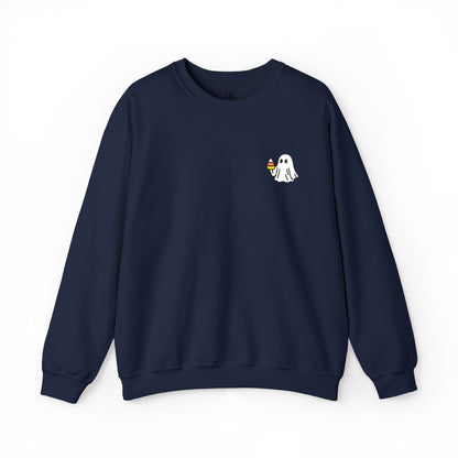 Retro Candy Corn Ghost Embroidered Sweatshirt