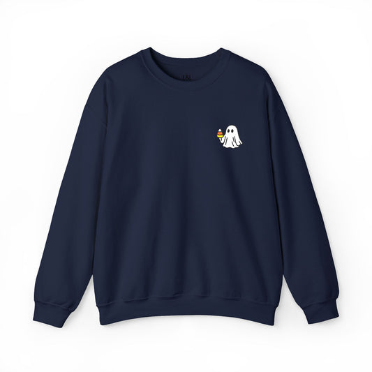 Retro Candy Corn Ghost Embroidered Sweatshirt