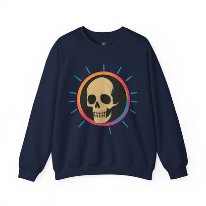 Retro Spook Neon Skull Graphic Crewneck Sweatshirt