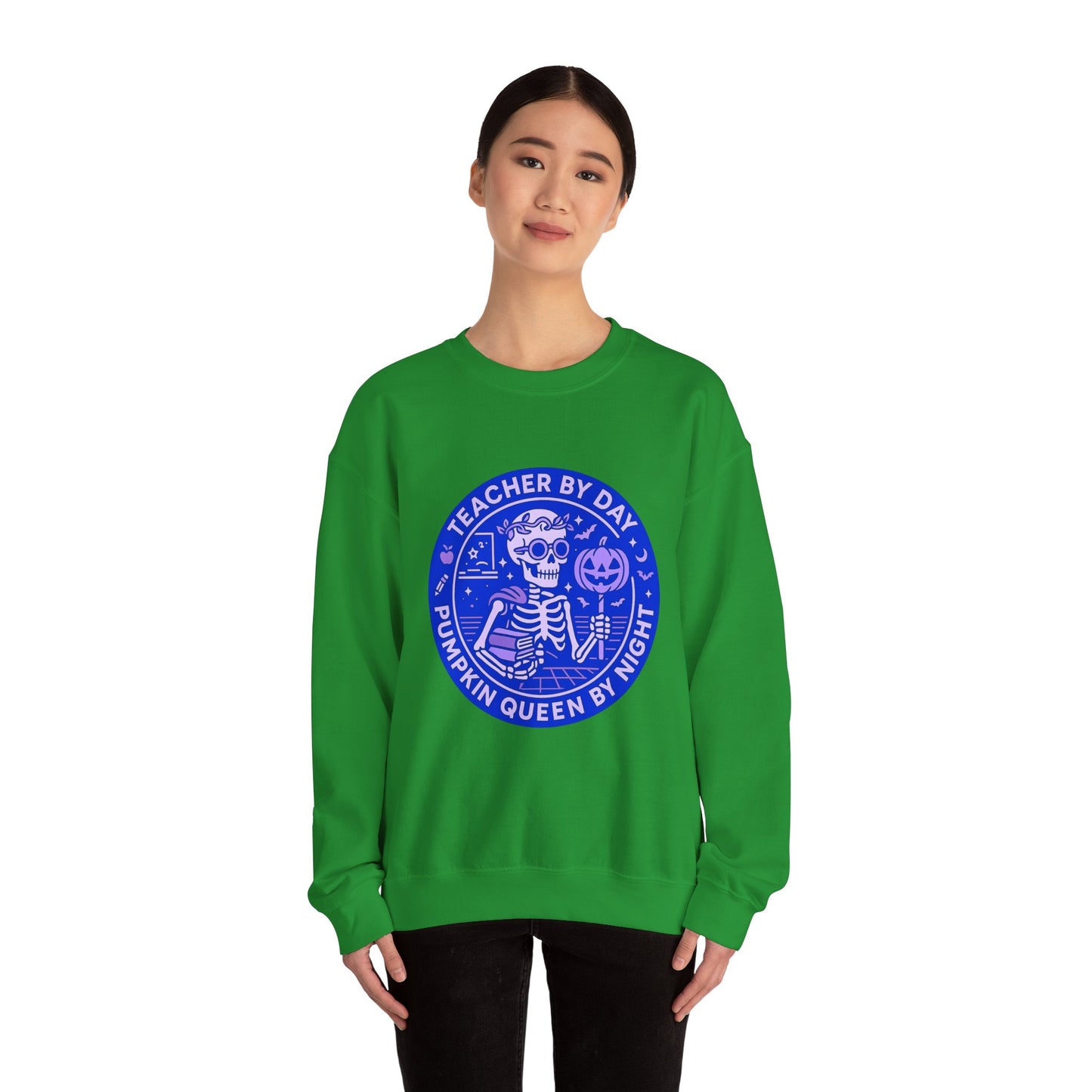 Teacher by Day, Pumpkin Queen by Night Crewneck Sweatshirt