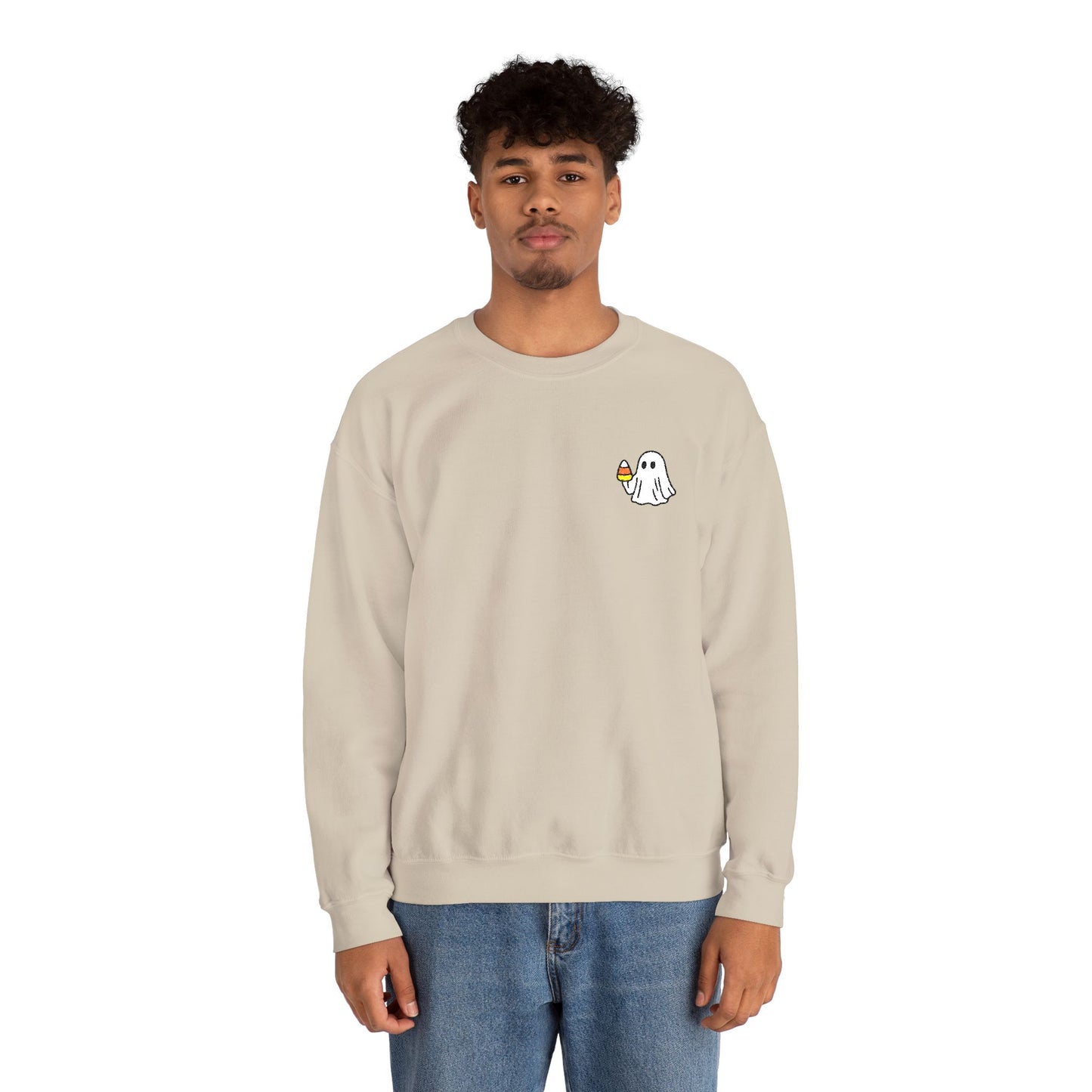 Retro Candy Corn Ghost Embroidered Sweatshirt