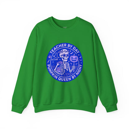Teacher by Day, Pumpkin Queen by Night Crewneck Sweatshirt