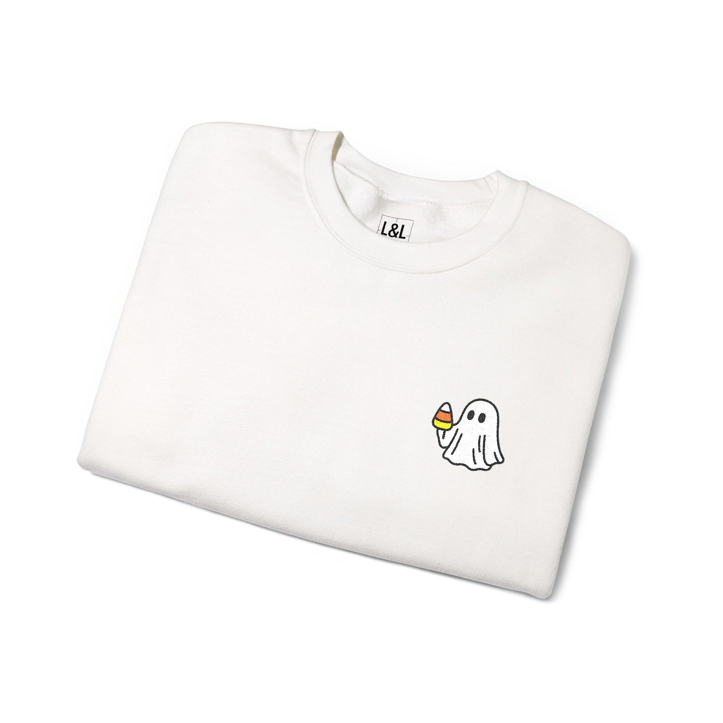 Retro Candy Corn Ghost Embroidered Sweatshirt