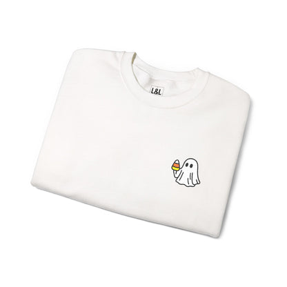 Retro Candy Corn Ghost Embroidered Sweatshirt