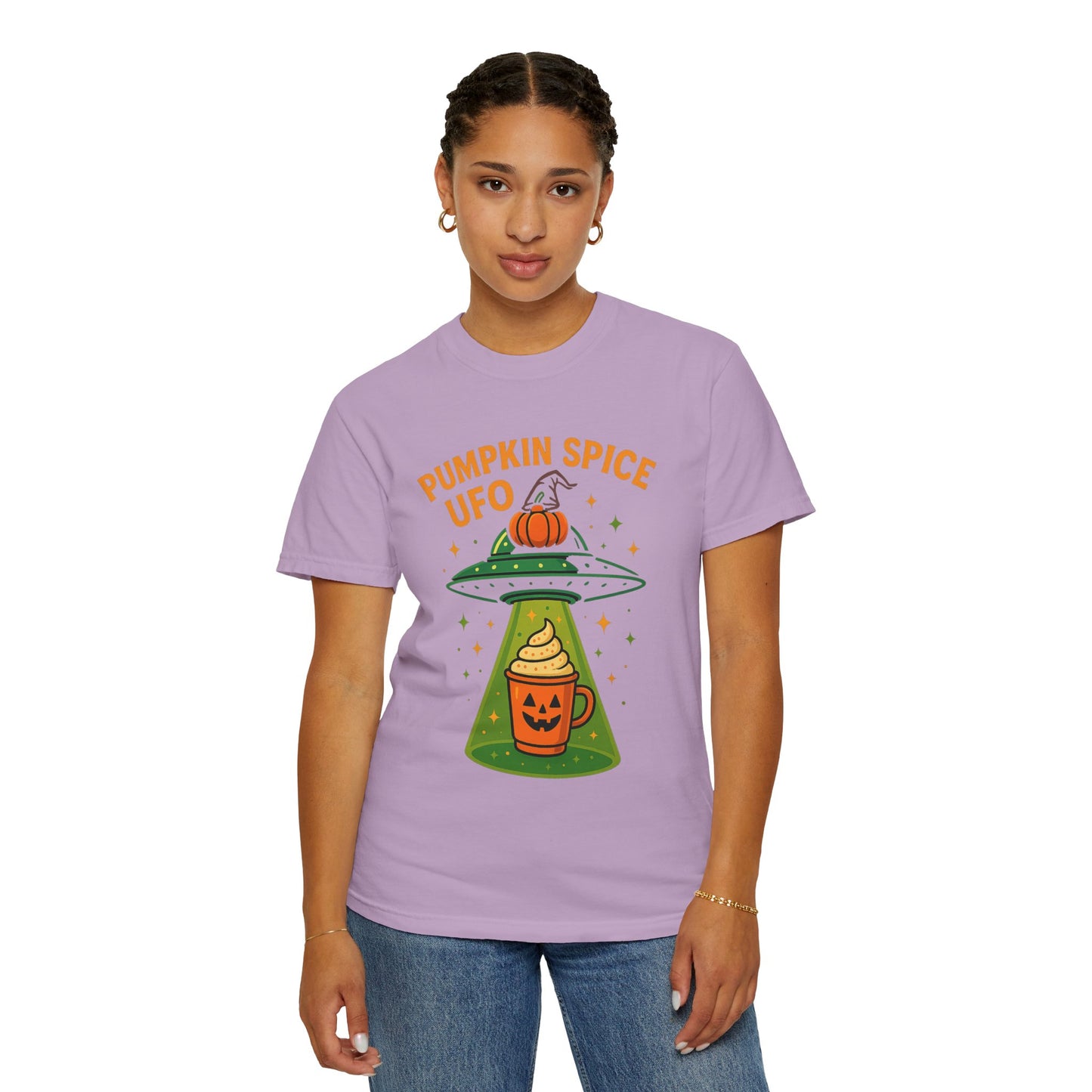 Pumpkin Spice UFO Funny Alien Abduction Coffee T-Shirt