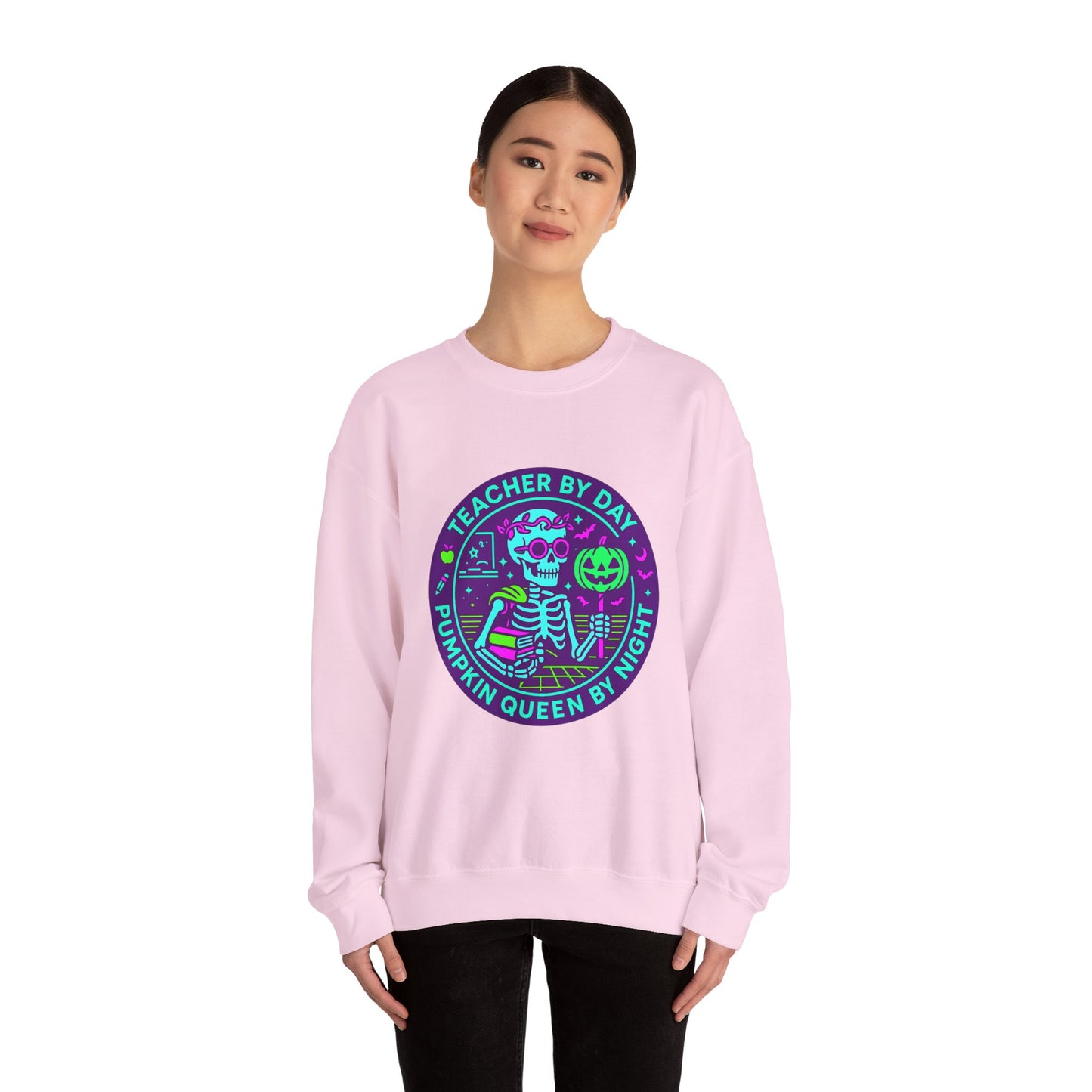 Teacher by Day, Pumpkin Queen by Night Crewneck Sweatshirt
