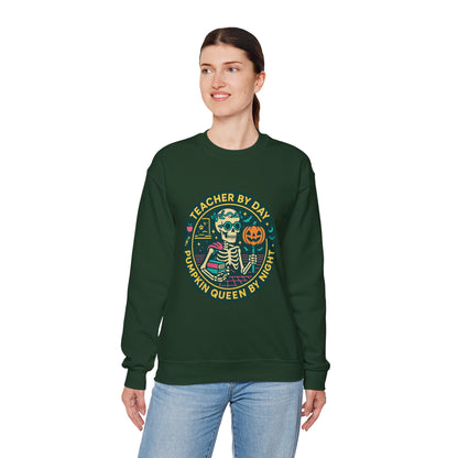 Teacher by Day, Pumpkin Queen by Night Crewneck Sweatshirt