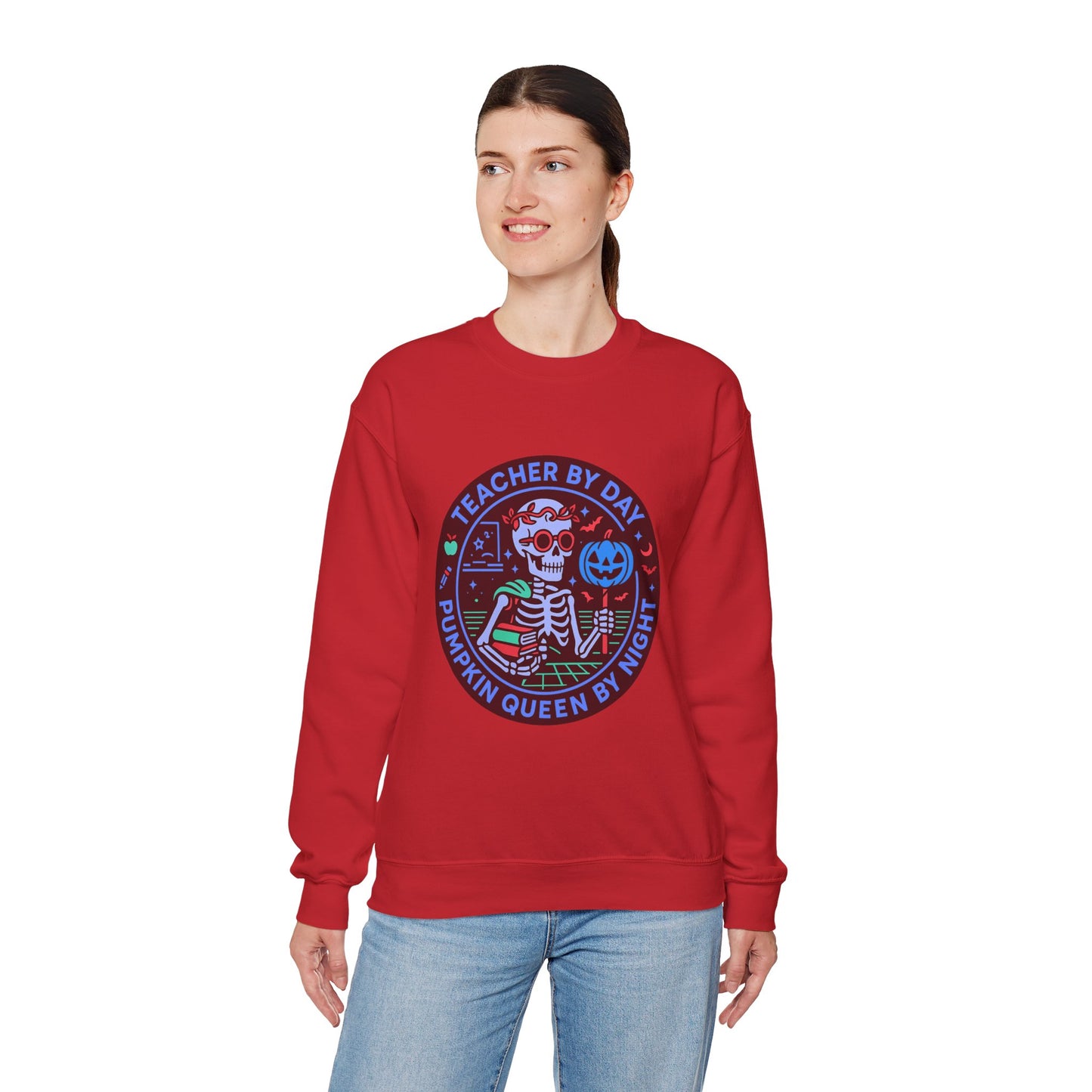 Teacher by Day, Pumpkin Queen by Night Crewneck Sweatshirt